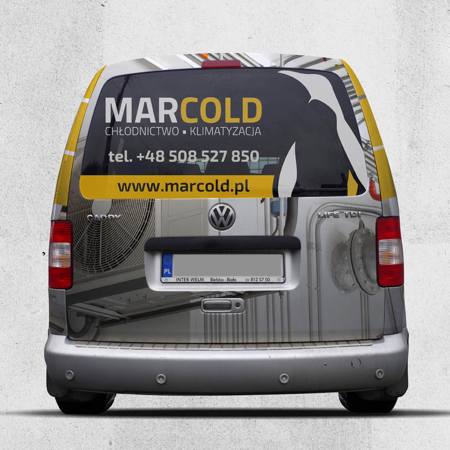 Kompleksowa identyfikacja wizualna firmy Marcold na przykładzie samochodu