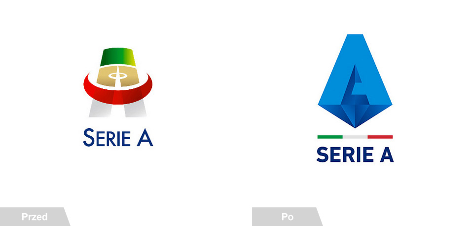 Nowe logo Serie A przed i po.