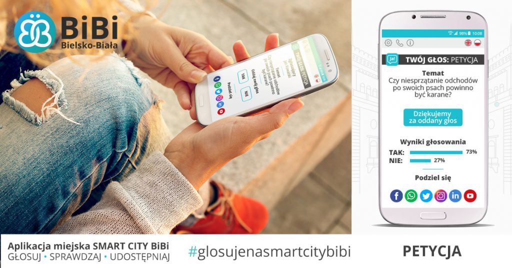 głosowanie za pomocą aplikacji miejskiej smart city bibi