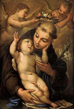 Obraz św. Antoniego z Padwy z Jezusem na rękach