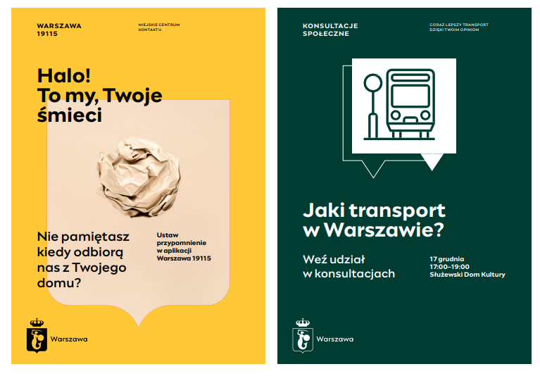 Plakaty "Halo! To my Twoje śmieci" / Jaki transport w Warszawie